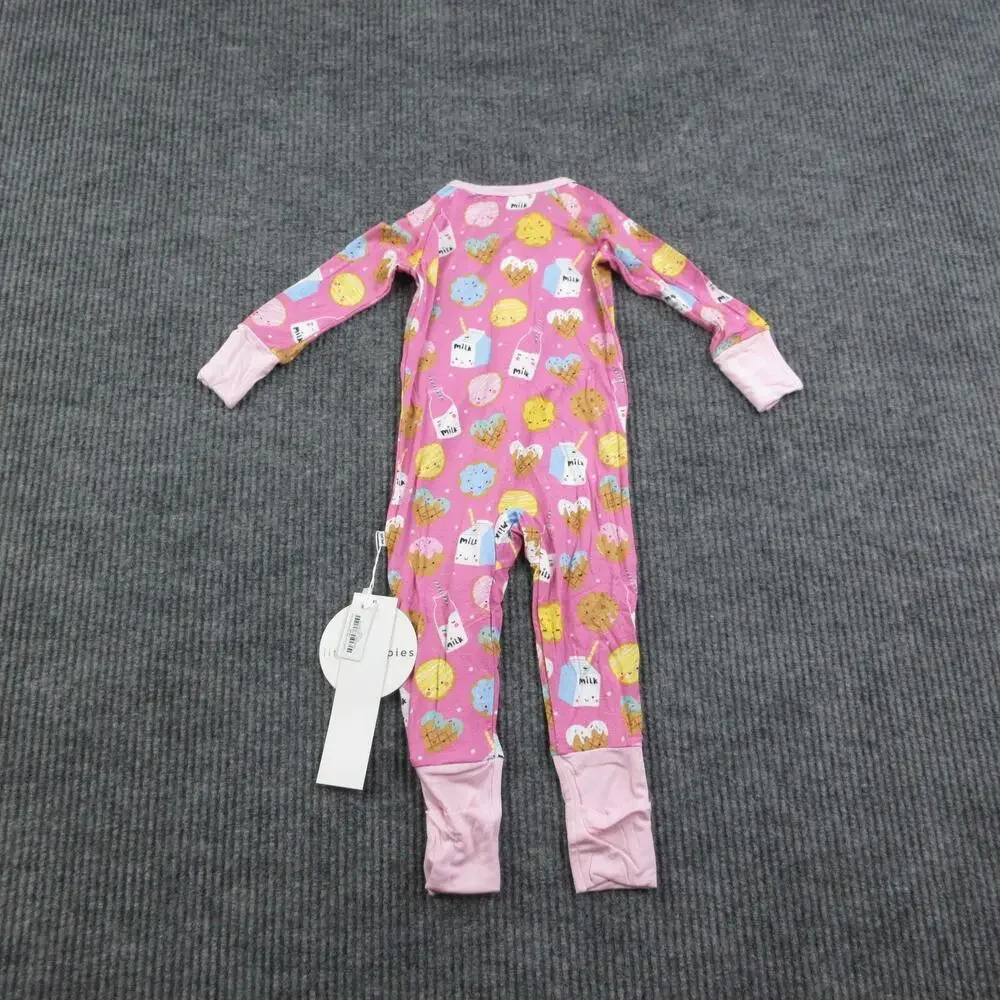 Littlesleepies One Piece Girls 6-12 Month Pink Cookies & Milk Zippy Lunaluxe NWT